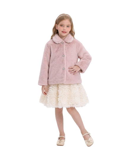 kids atelier tulleen Pink Faux Fur Plush Jacket