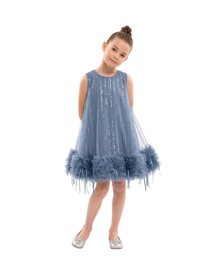 kids atelier tulleen Blue Agatha Shimmer Ruffle Dress