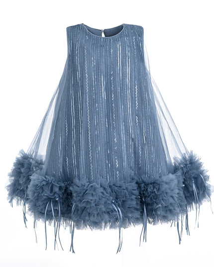 kids atelier tulleen Blue Agatha Shimmer Ruffle Dress