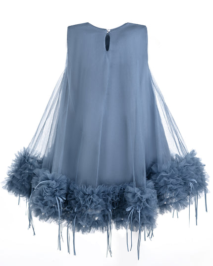kids atelier tulleen Blue Agatha Shimmer Ruffle Dress