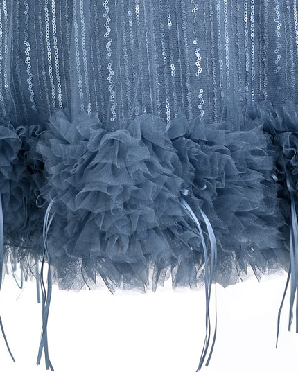 kids atelier tulleen Blue Agatha Shimmer Ruffle Dress