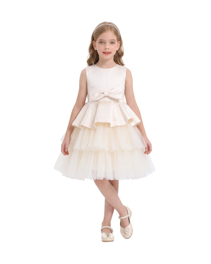 kids atelier tulleen Beige Fabiana Bow Dress