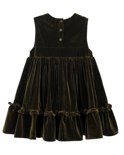 kids atelier tulleen Green Damaris Velvet Embroidered Dress