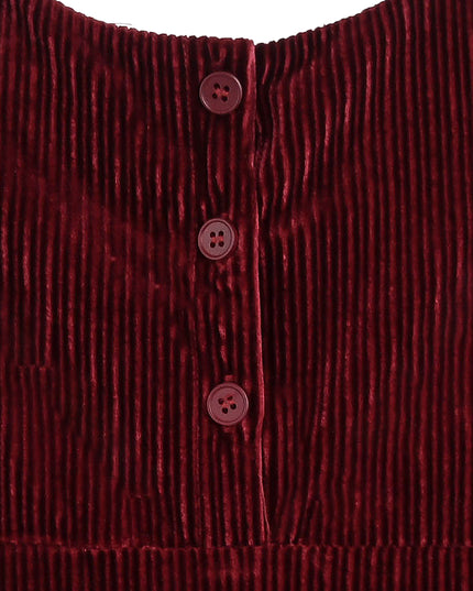 kids atelier tulleen Red Damaris Velvet Embroidered Dress