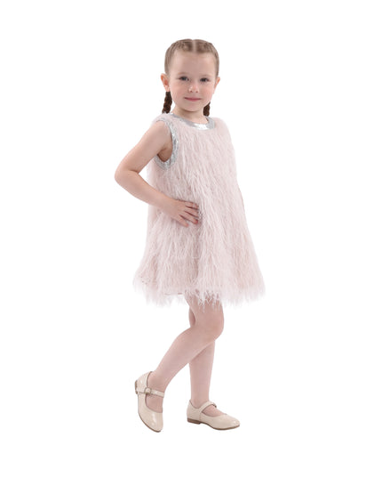 kids atelier tulleen Cream Leonie Feathered A‑Line Dress