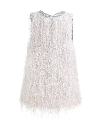 kids atelier tulleen Cream Leonie Feathered A‑Line Dress