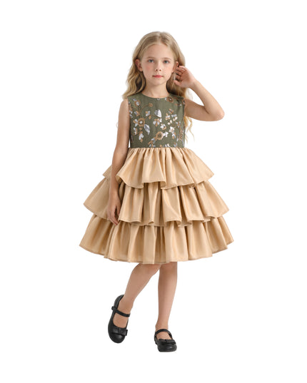 kids atelier tulleen Olive Maren Embroidered Tiered Tulle Dress