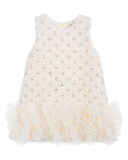 kids atelier tulleen Cream Galina Embellished Ruffle Dress