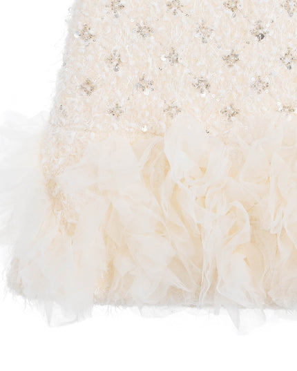 kids atelier tulleen Cream Galina Embellished Ruffle Dress