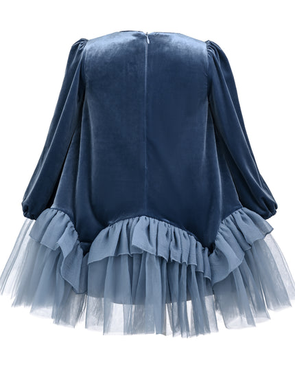 kids atelier tulleen Blue Romelia Velvet Tulle Dress