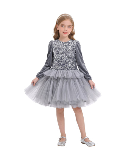 kids atelier tulleen Gray Gabrielle Sequin Tulle Dress