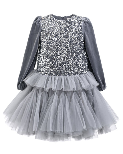 kids atelier tulleen Gray Gabrielle Sequin Tulle Dress