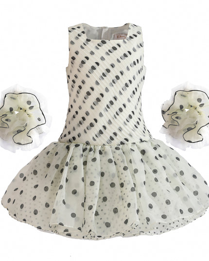 kids atelier tulleen Beige Calivra Polka Dot Dress