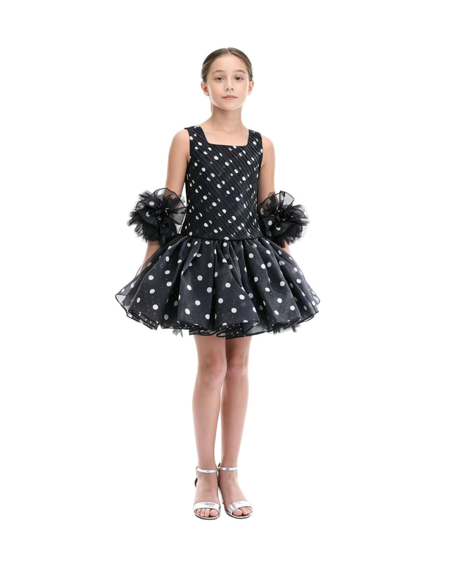 kids atelier tulleen Black Calivra Polka Dot Dress