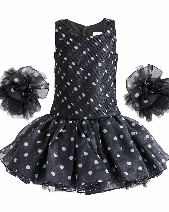 kids atelier tulleen Black Calivra Polka Dot Dress