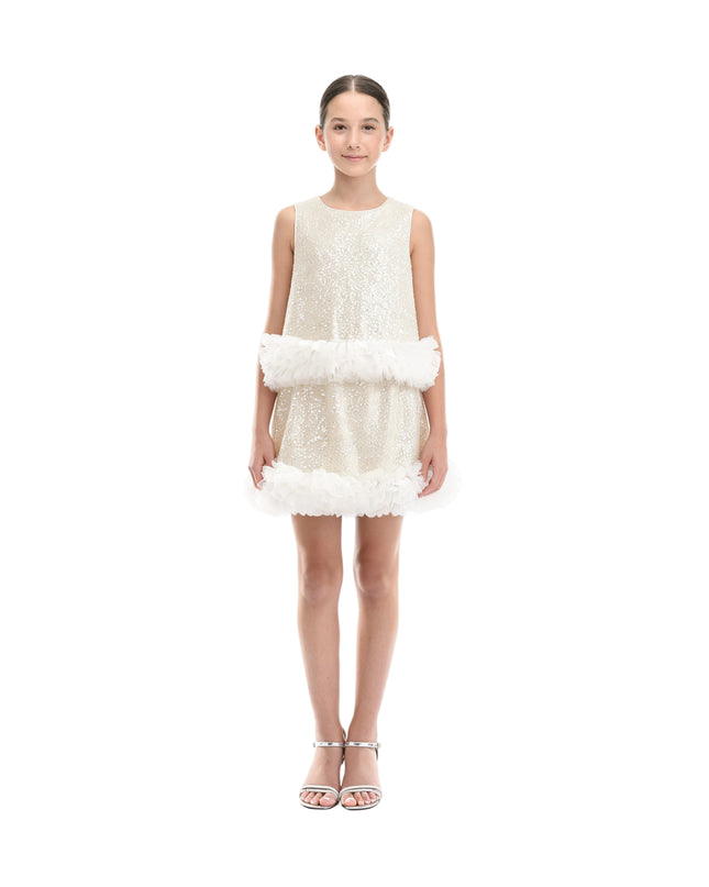 kids atelier tulleen Cream Celeste Sequin Party Outfit