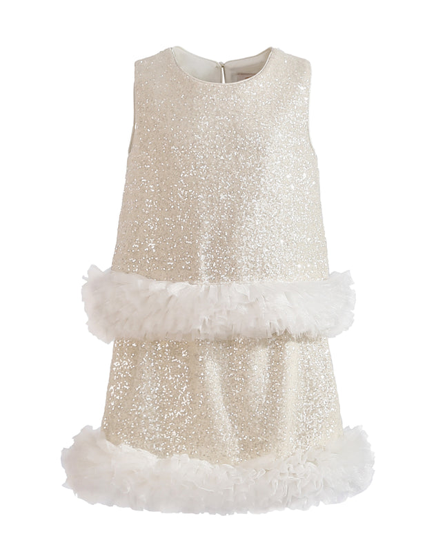 kids atelier tulleen Cream Celeste Sequin Party Outfit