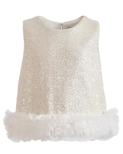 kids atelier tulleen Cream Celeste Sequin Party Outfit