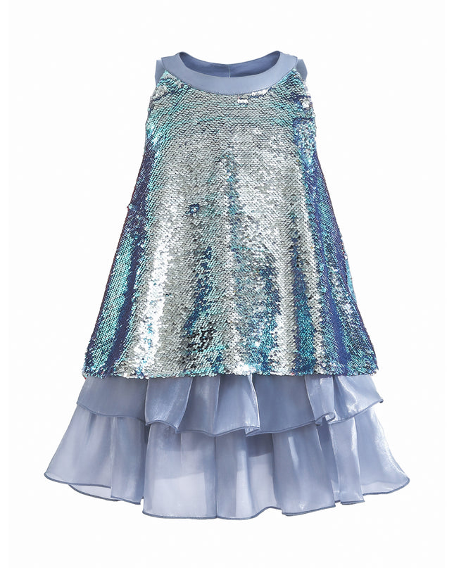 kids atelier tulleen Blue Sylvara Sequin Ruffle Skirt Set