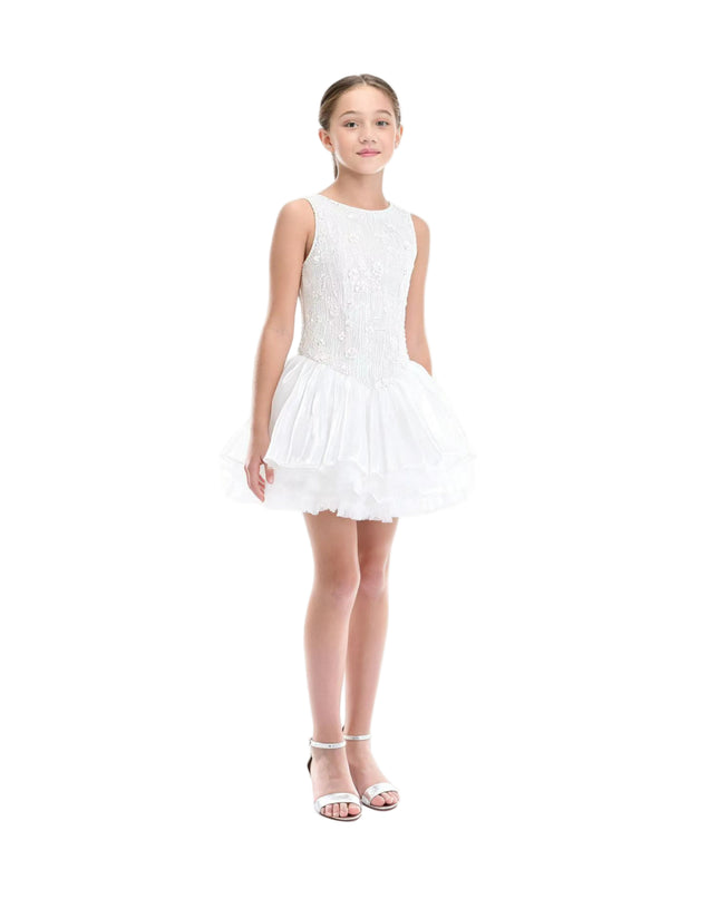 kids atelier tulleen White Soraya Floral Tulle Dress