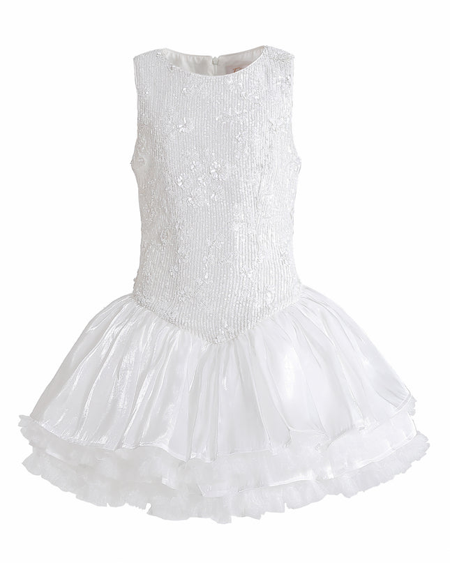 kids atelier tulleen White Soraya Floral Tulle Dress