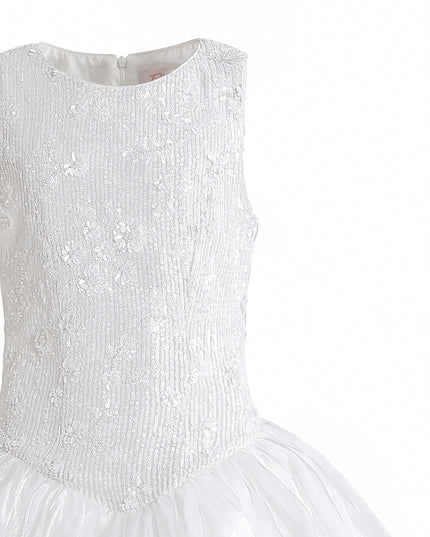 kids atelier tulleen White Soraya Floral Tulle Dress