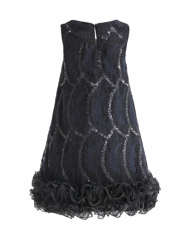 kids atelier tulleen Black Fiora Ruffle Sequin Dress