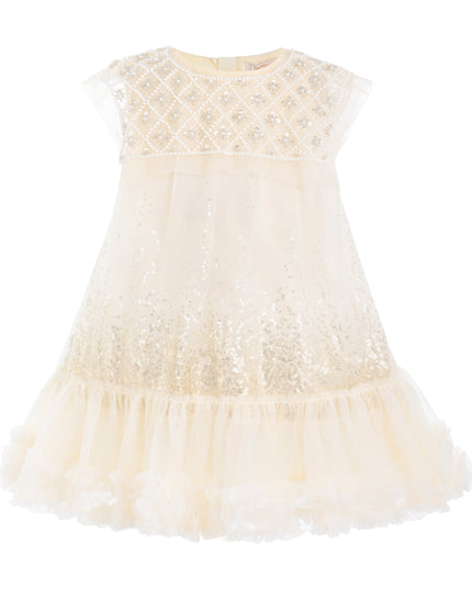 kids atelier tulleen Beige Renoria Lace Sparkle Dress