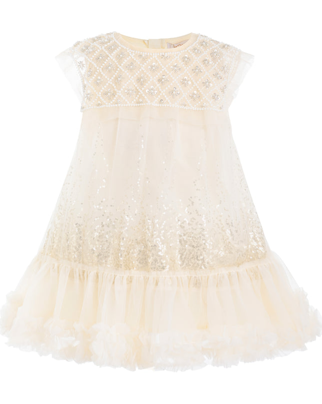 kids atelier tulleen Beige Renoria Lace Sparkle Dress