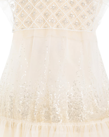kids atelier tulleen Beige Renoria Lace Sparkle Dress