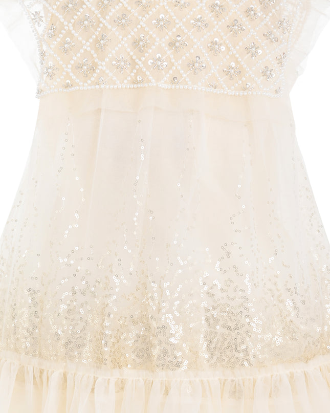 kids atelier tulleen Beige Renoria Lace Sparkle Dress