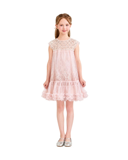 kids atelier tulleen Pink Renoria Lace Sparkle Dress