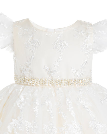 kids atelier tulleen Ivory Anavelle Lace Pearl Dress