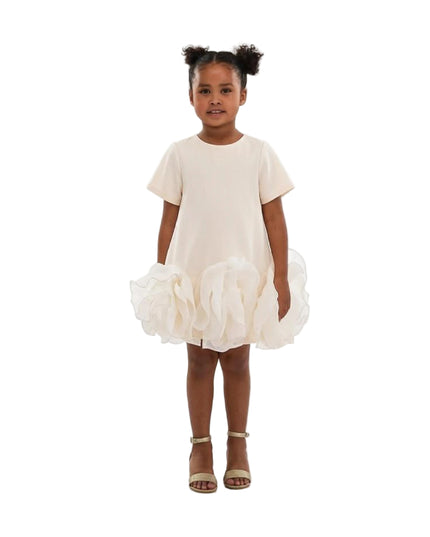 kids atelier tulleen Beige Verina Ruffled Hem A-Line Dress