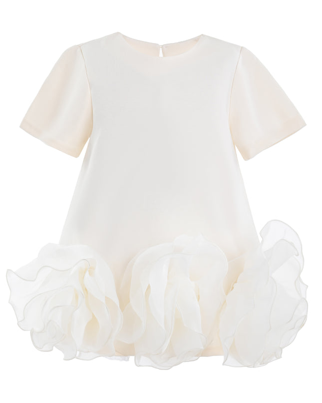 kids atelier tulleen Beige Verina Ruffled Hem A-Line Dress
