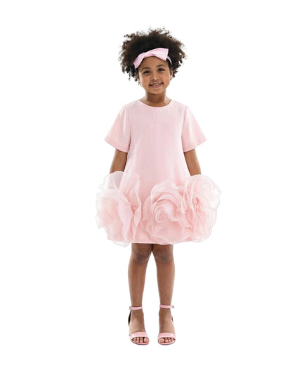 kids atelier tulleen Pink Verina Ruffled Hem A-Line Dress