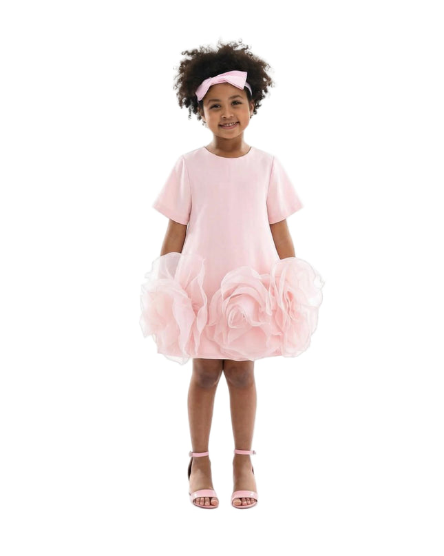 kids atelier tulleen Pink Verina Ruffled Hem A-Line Dress