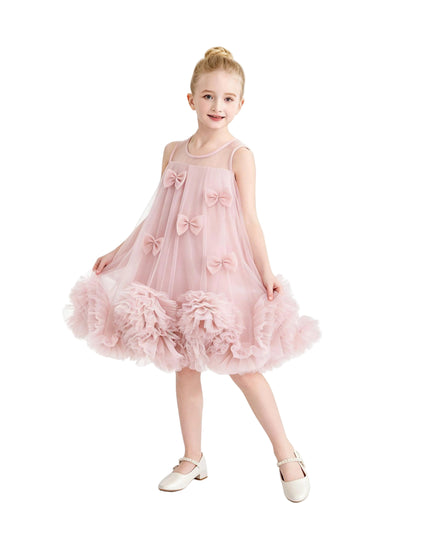 kids atelier tulleen Pink Mirielle Ribbon Bow Dress