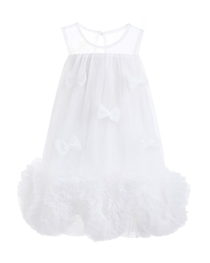 kids atelier tulleen White Mirielle Ribbon Bow Dress