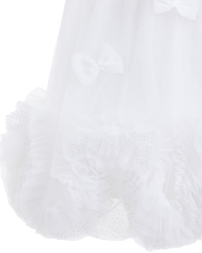 kids atelier tulleen White Mirielle Ribbon Bow Dress