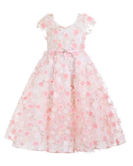 kids atelier tulleen Pink Louisa Embroidered Floral Dress