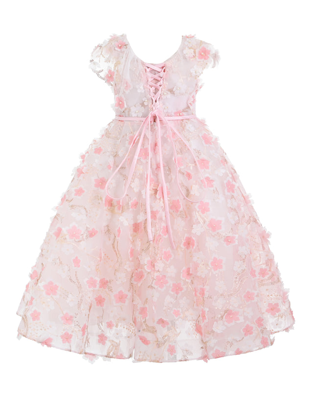 kids atelier tulleen Pink Louisa Embroidered Floral Dress