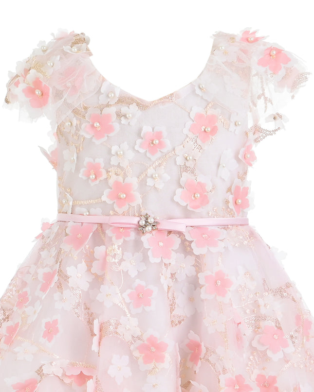 kids atelier tulleen Pink Louisa Embroidered Floral Dress