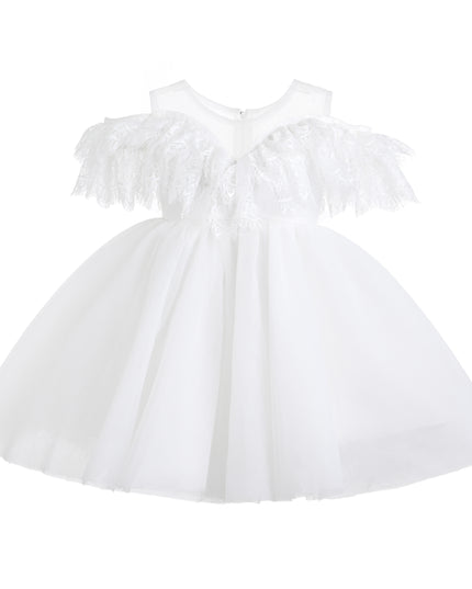 kids atelier tulleen White Estelle Off‑Shoulder Lace Dress