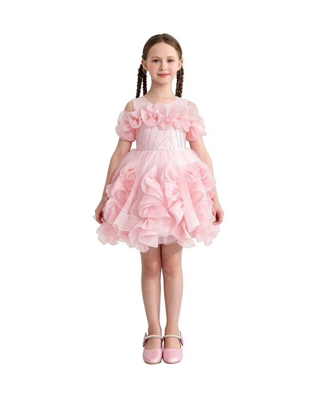 kids atelier tulleen Pink Zaria Ruffled Party Dress