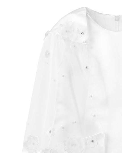 kids atelier tulleen White HoneyBelle Floral Overlay Dress