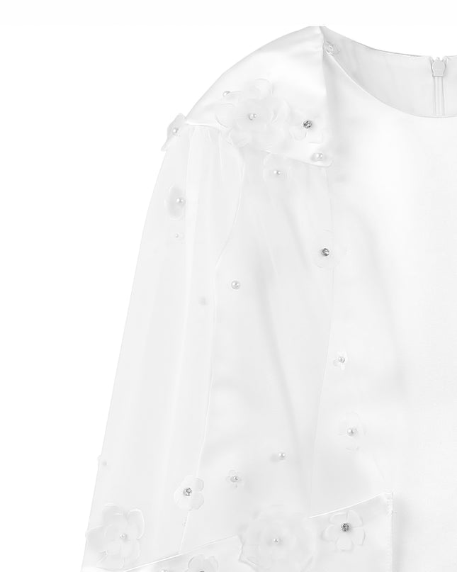 kids atelier tulleen White HoneyBelle Floral Overlay Dress