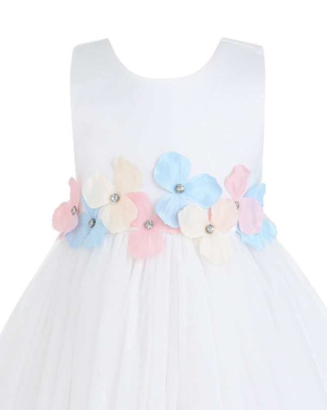 kids atelier tulleen White Elarisse Floral Waist Dress
