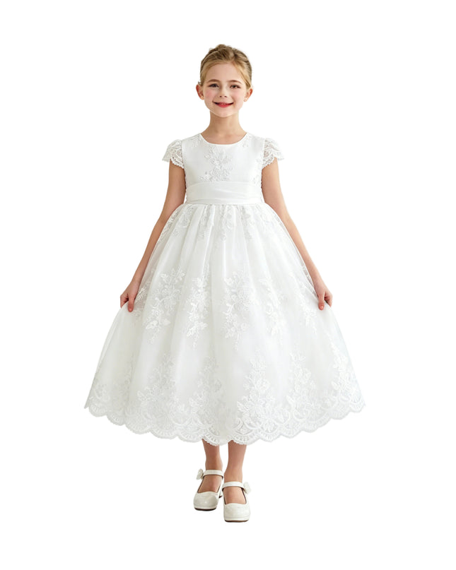 kids atelier tulleen White Valina Lace Communion Dress