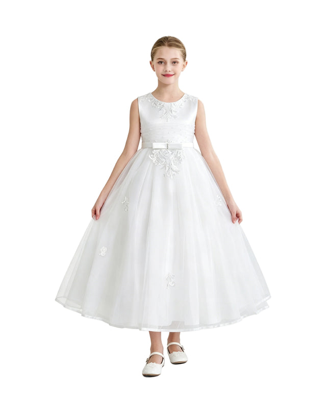 kids atelier tulleen White Azalina Satin Tulle Dress